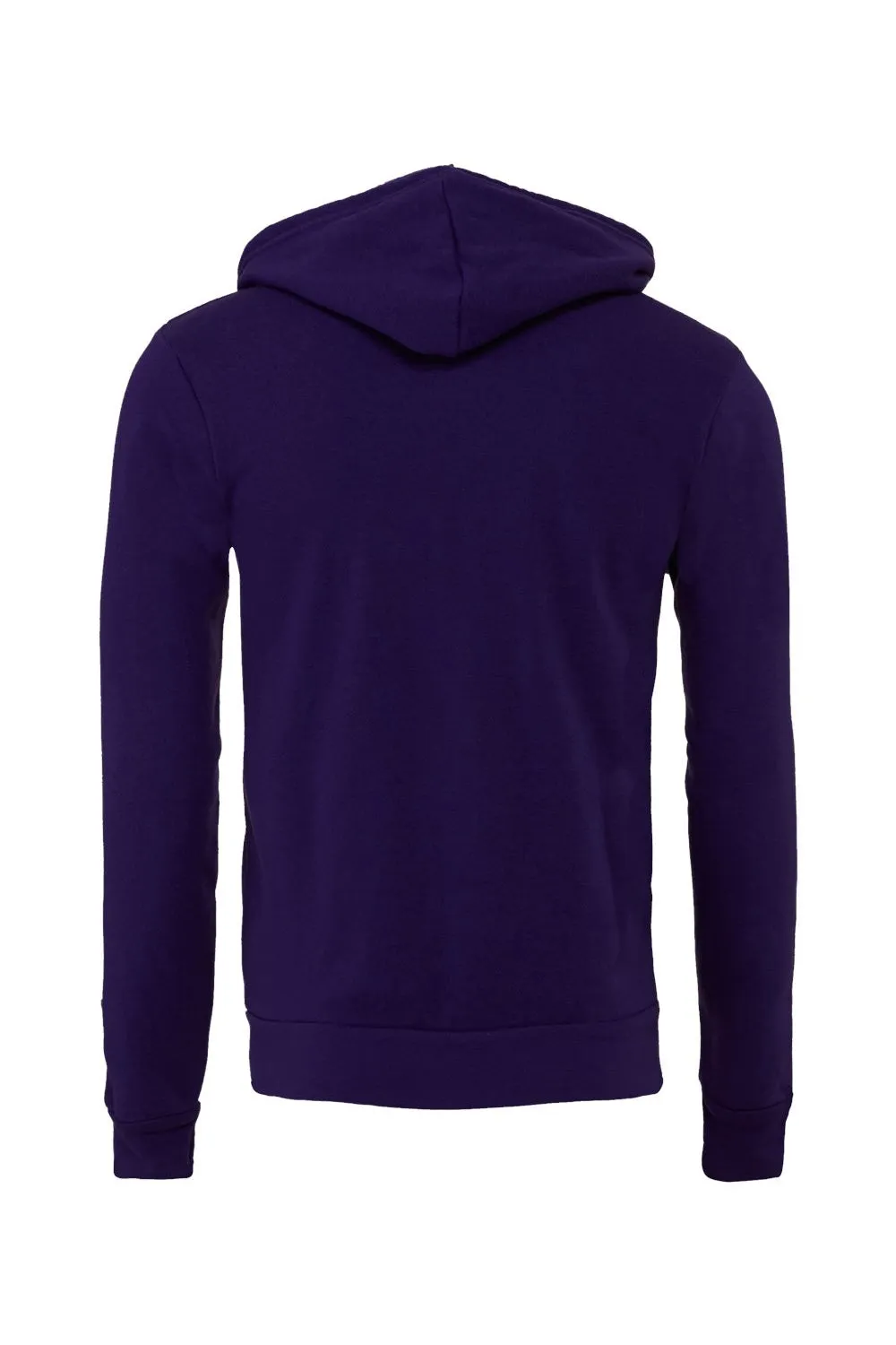 Bella   Canvas Mens Fleece Full Zip Hooded Sweatshirt Hoodie w/ Pockets - Team Purple