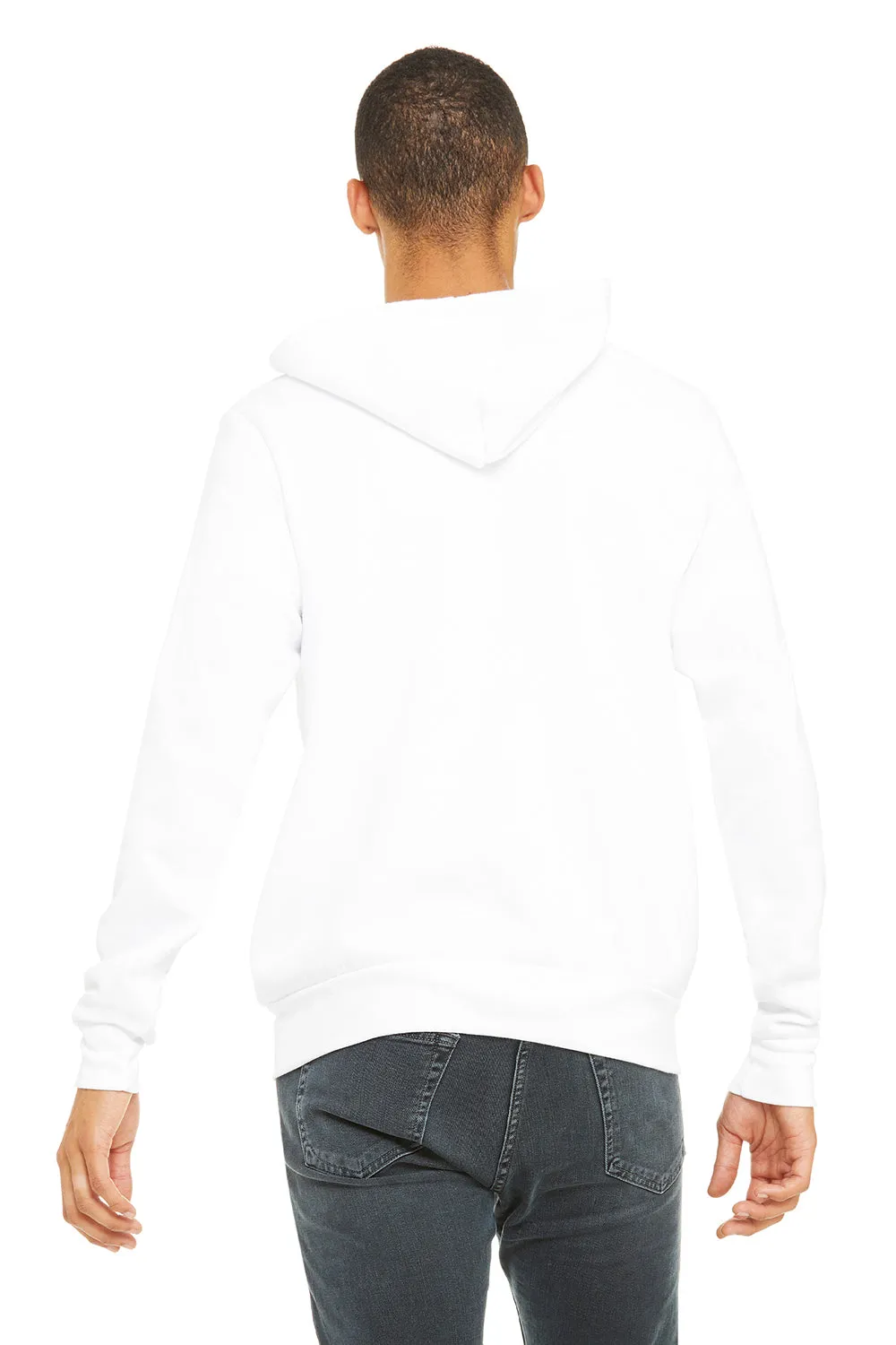 Bella   Canvas Mens Fleece Full Zip Hooded Sweatshirt Hoodie w/ Pockets - White