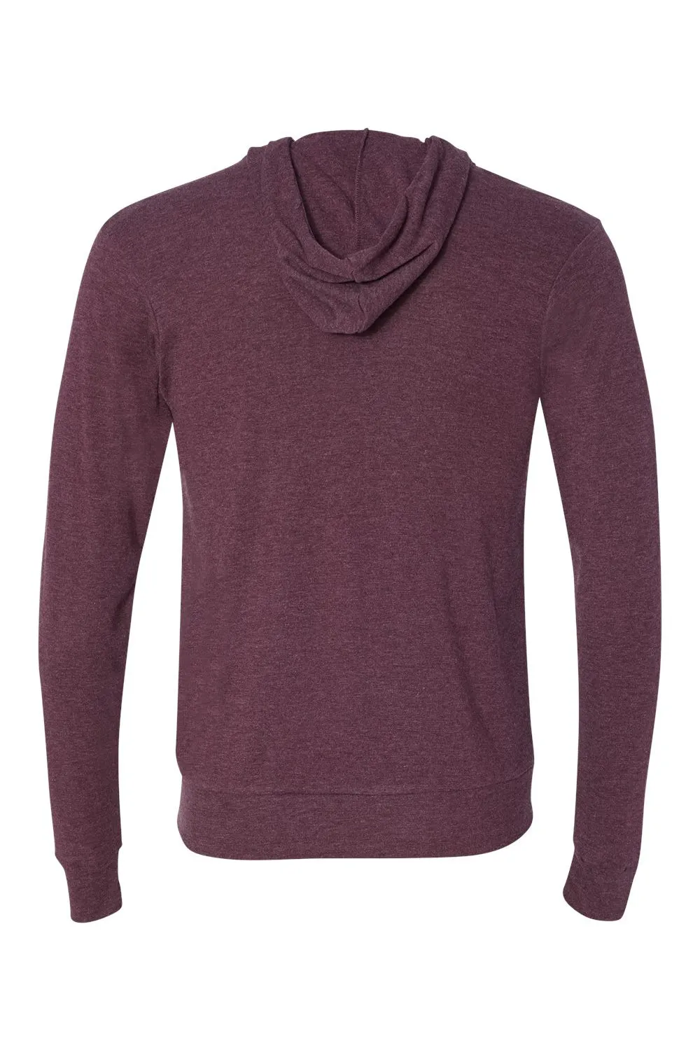 Bella   Canvas Mens Full Zip Long Sleeve Hooded T-Shirt Hoodie - Maroon - Closeout
