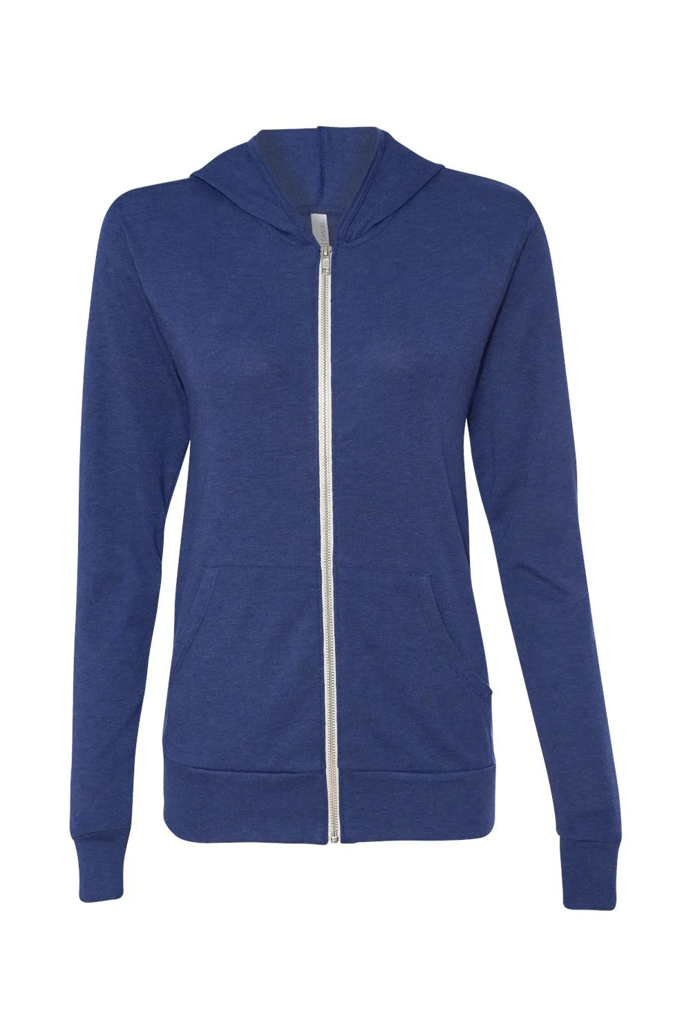 Bella   Canvas Mens Full Zip Long Sleeve Hooded T-Shirt Hoodie - Navy Blue - Closeout