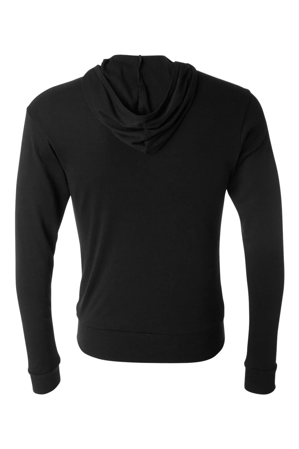 Bella   Canvas Mens Full Zip Long Sleeve Hooded T-Shirt Hoodie - Solid Black - Closeout