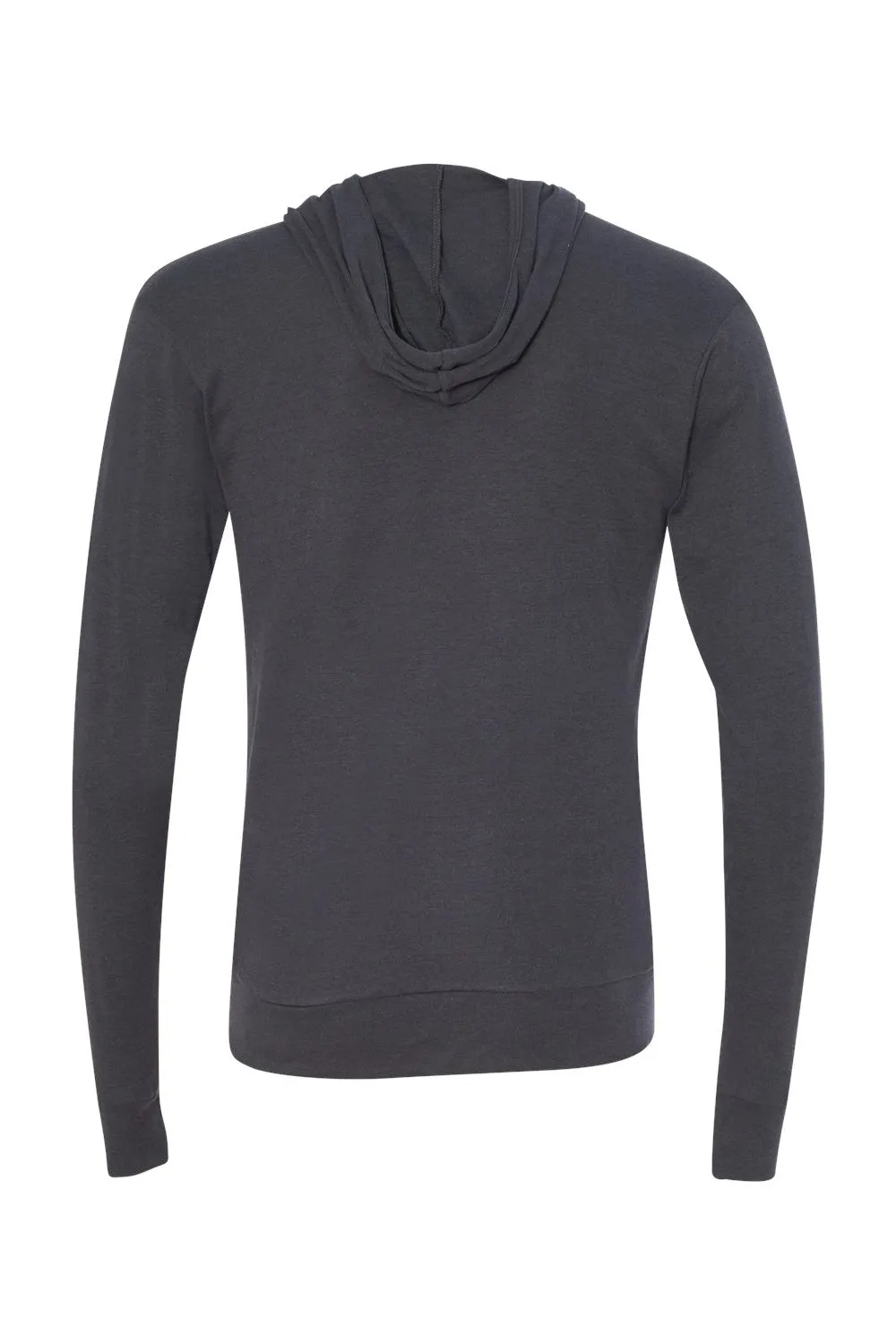 Bella   Canvas Mens Full Zip Long Sleeve Hooded T-Shirt Hoodie - Solid Dark Grey - Closeout