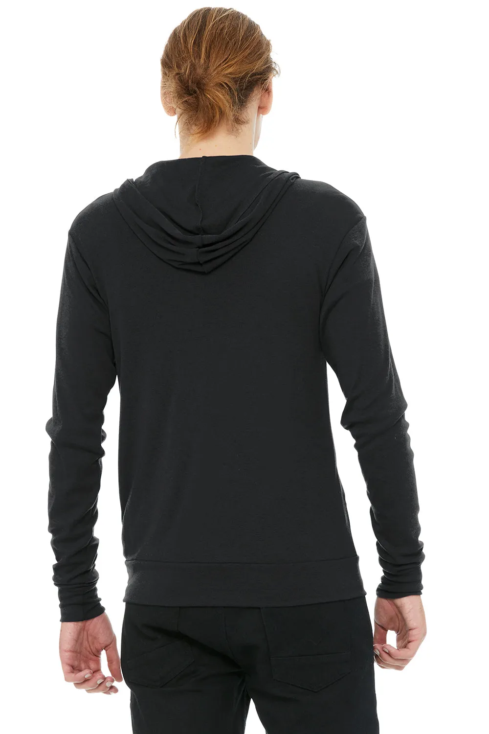 Bella   Canvas Mens Full Zip Long Sleeve Hooded T-Shirt Hoodie - Solid Dark Grey - Closeout