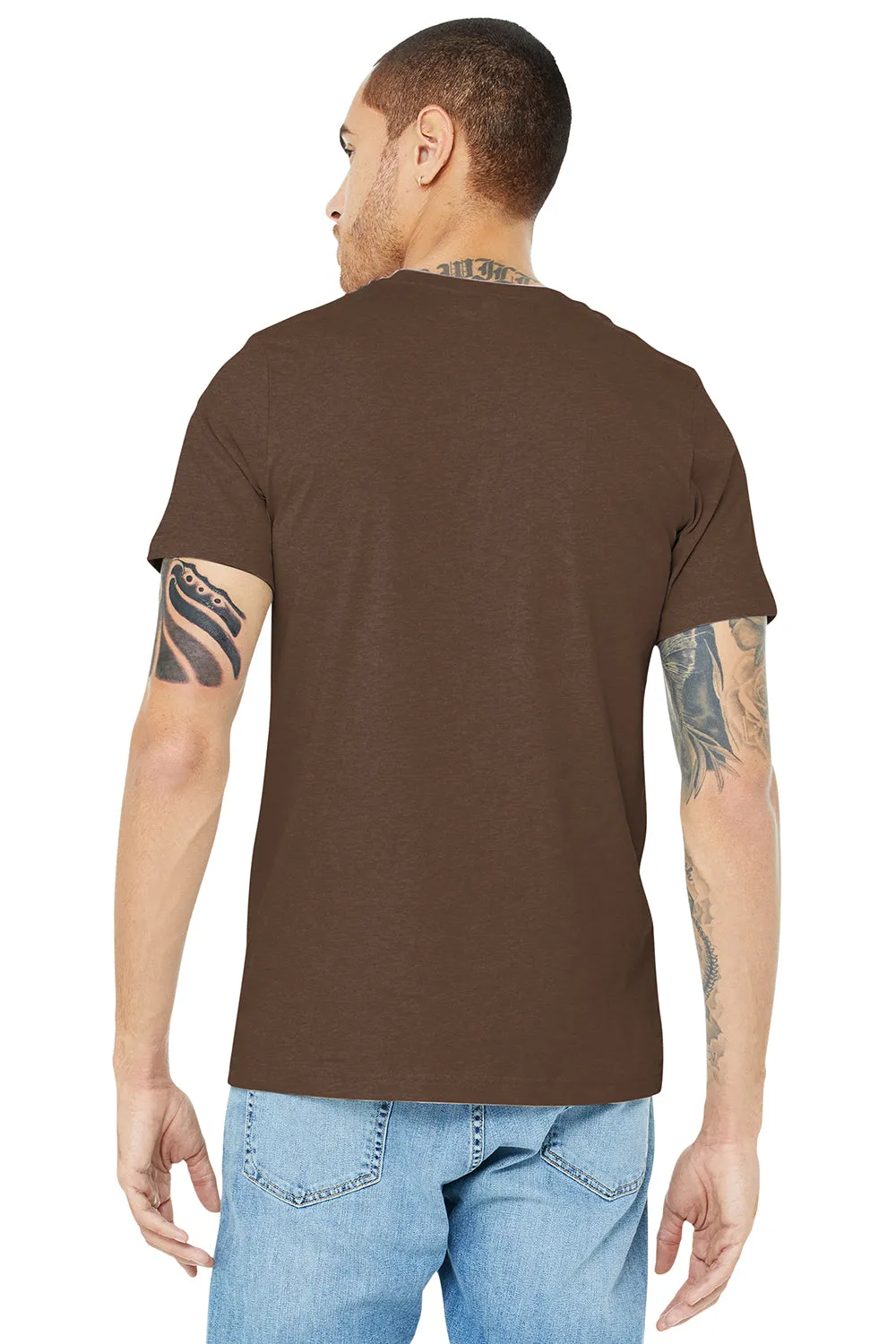 Bella   Canvas Mens Heather CVC Short Sleeve Crewneck T-Shirt - Heather Brown