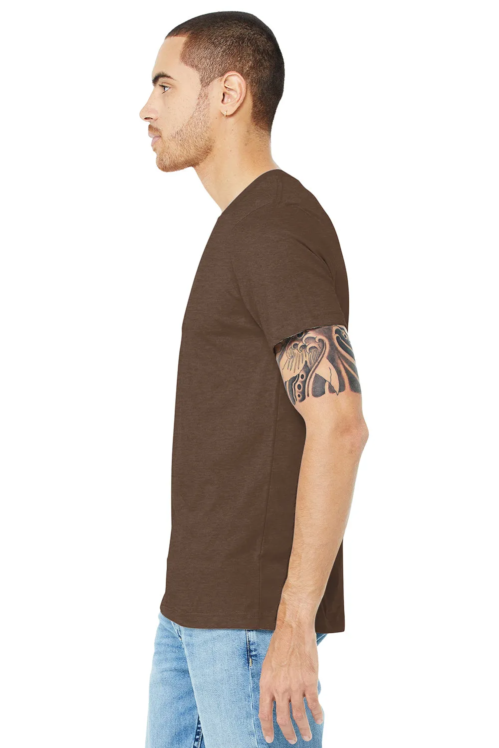 Bella   Canvas Mens Heather CVC Short Sleeve Crewneck T-Shirt - Heather Brown