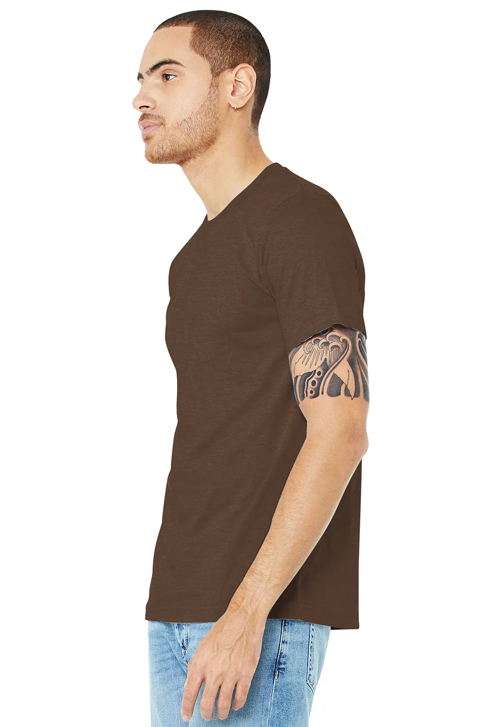 Bella   Canvas Mens Heather CVC Short Sleeve Crewneck T-Shirt - Heather Brown