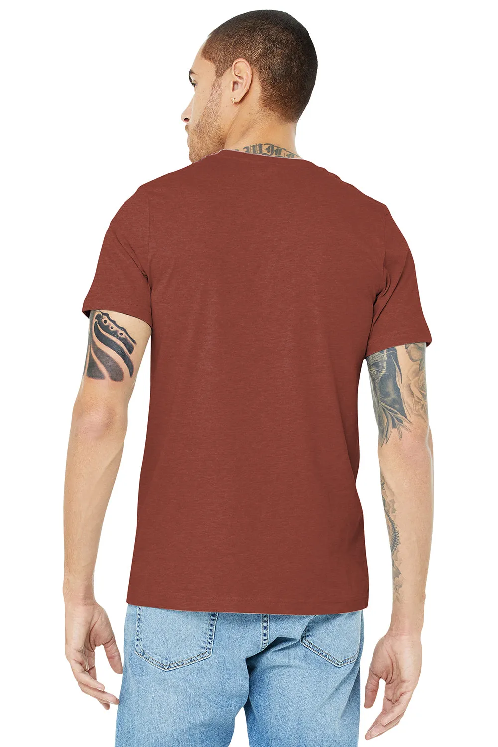 Bella   Canvas Mens Heather CVC Short Sleeve Crewneck T-Shirt - Heather Clay Red