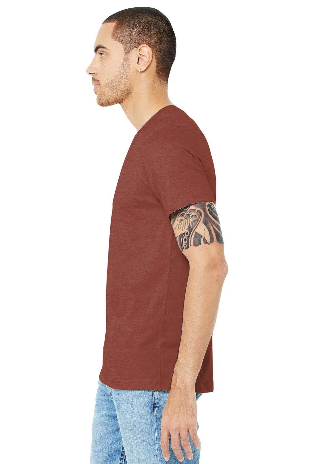 Bella   Canvas Mens Heather CVC Short Sleeve Crewneck T-Shirt - Heather Clay Red