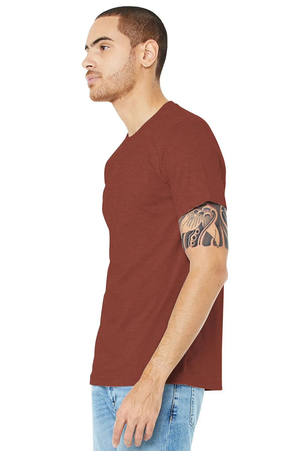 Bella   Canvas Mens Heather CVC Short Sleeve Crewneck T-Shirt - Heather Clay Red