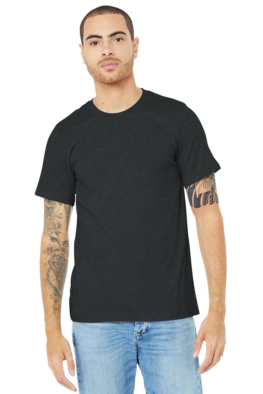 Bella   Canvas Mens Heather CVC Short Sleeve Crewneck T-Shirt - Heather Dark Grey