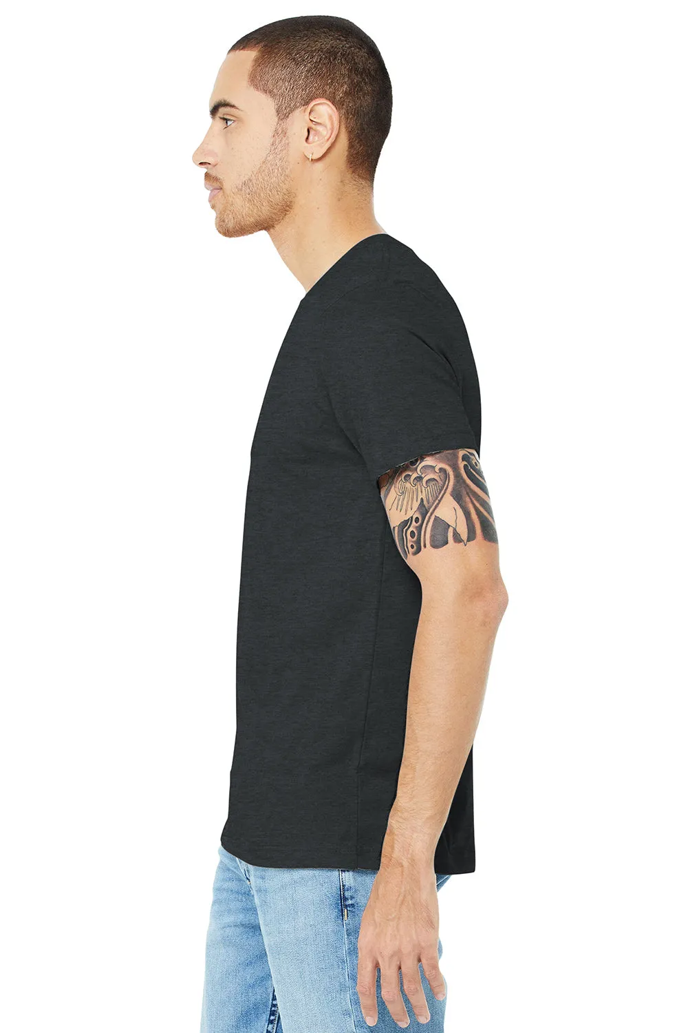 Bella   Canvas Mens Heather CVC Short Sleeve Crewneck T-Shirt - Heather Dark Grey
