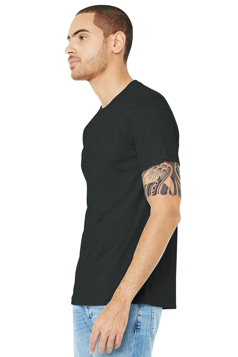 Bella   Canvas Mens Heather CVC Short Sleeve Crewneck T-Shirt - Heather Dark Grey