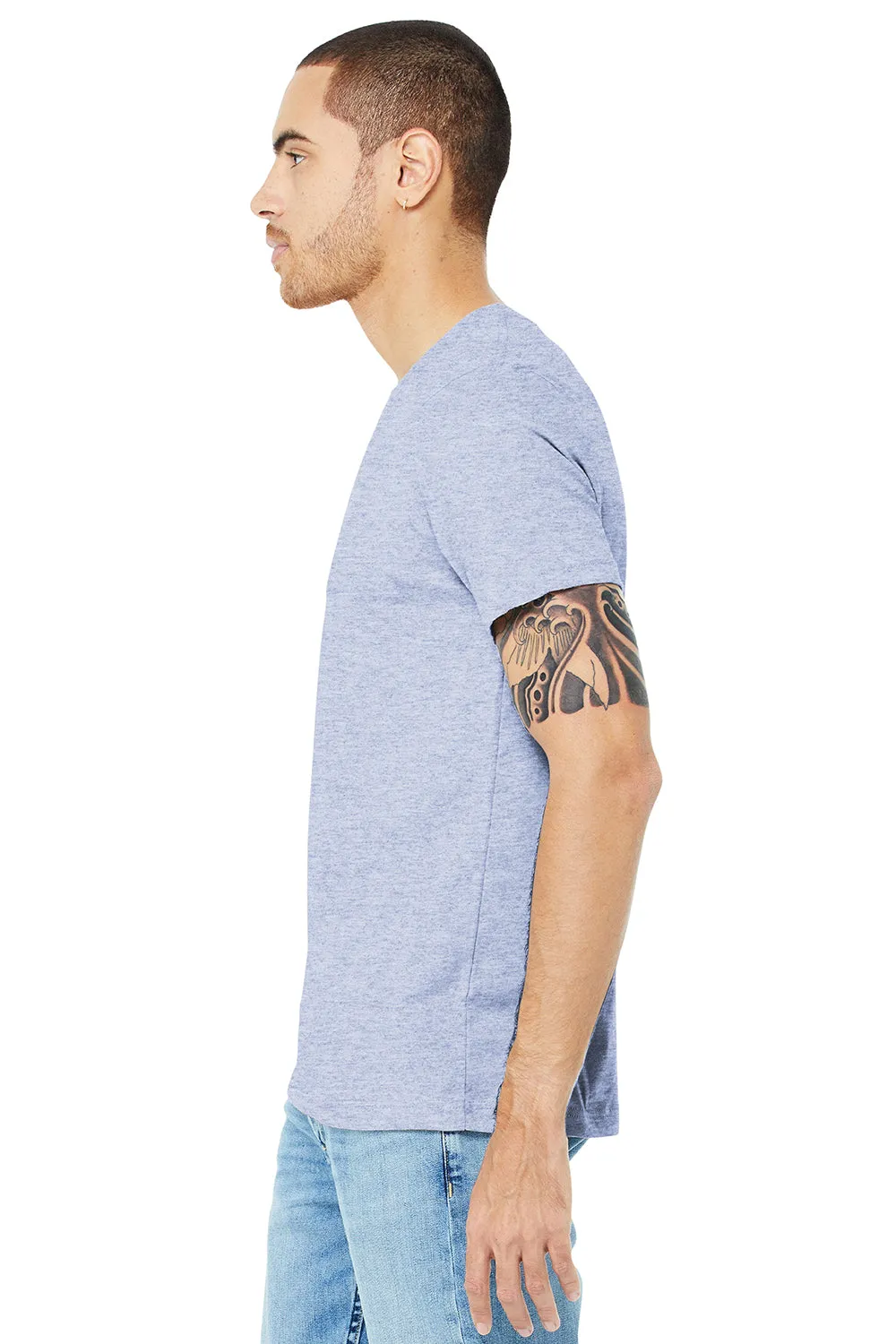 Bella   Canvas Mens Heather CVC Short Sleeve Crewneck T-Shirt - Heather Prism Blue
