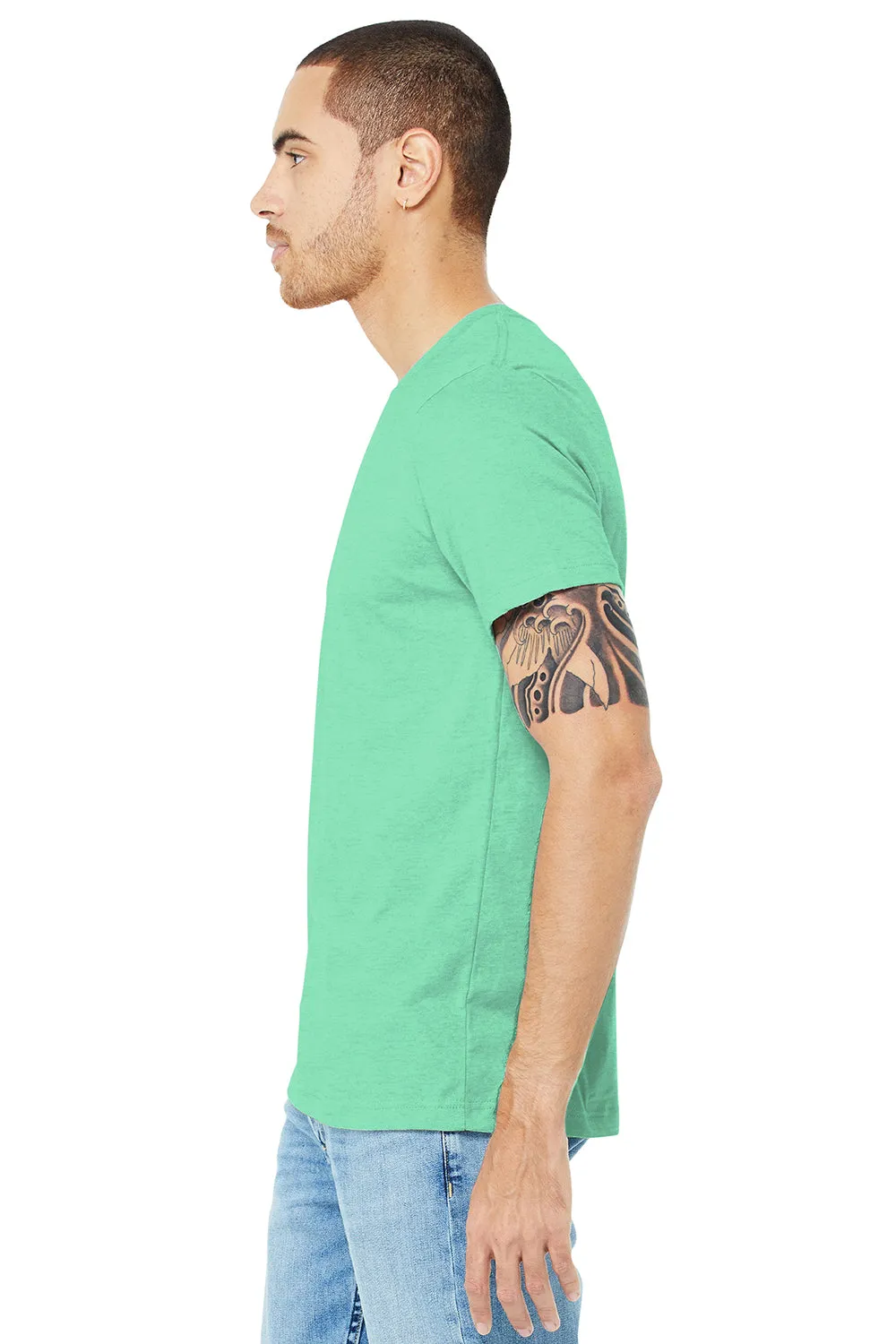 Bella   Canvas Mens Heather CVC Short Sleeve Crewneck T-Shirt - Heather Prism Mint Green