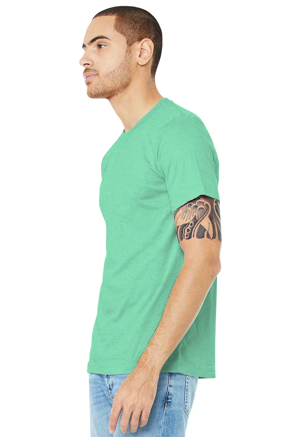 Bella   Canvas Mens Heather CVC Short Sleeve Crewneck T-Shirt - Heather Prism Mint Green