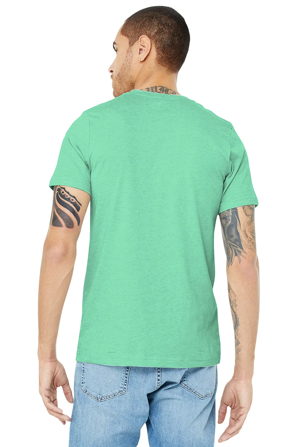 Bella   Canvas Mens Heather CVC Short Sleeve Crewneck T-Shirt - Heather Prism Mint Green