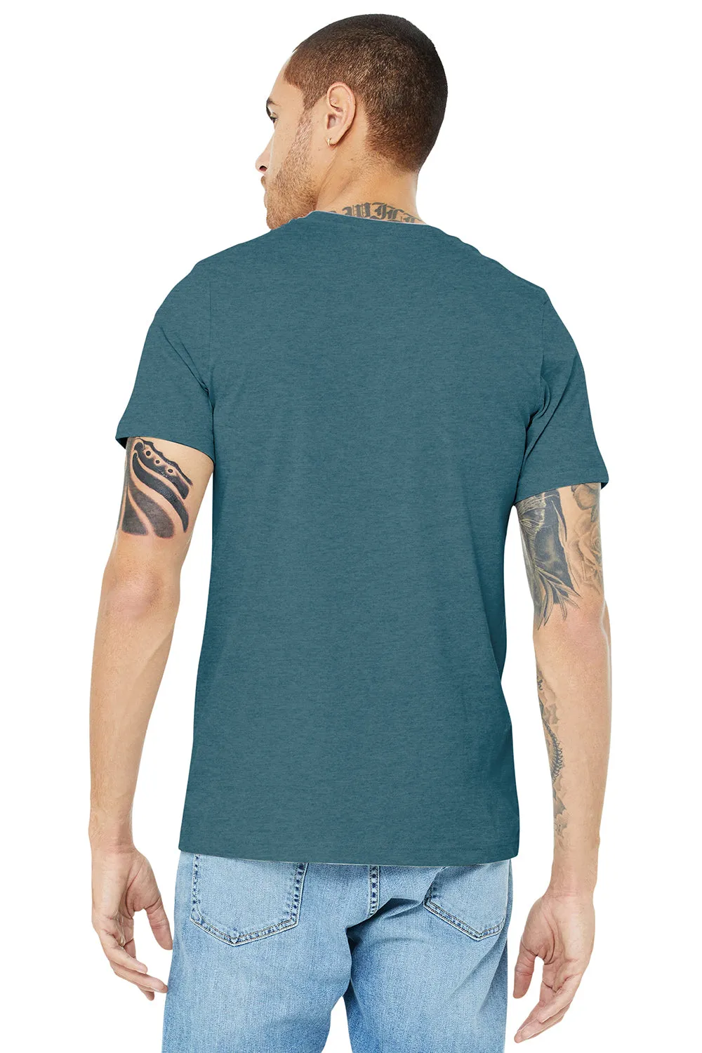Bella   Canvas Mens Heather CVC Short Sleeve Crewneck T-Shirt - Heather Slate Blue