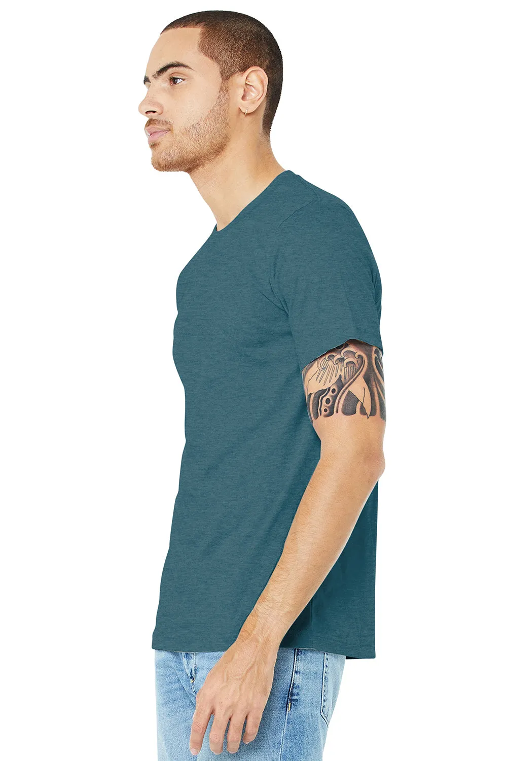 Bella   Canvas Mens Heather CVC Short Sleeve Crewneck T-Shirt - Heather Slate Blue