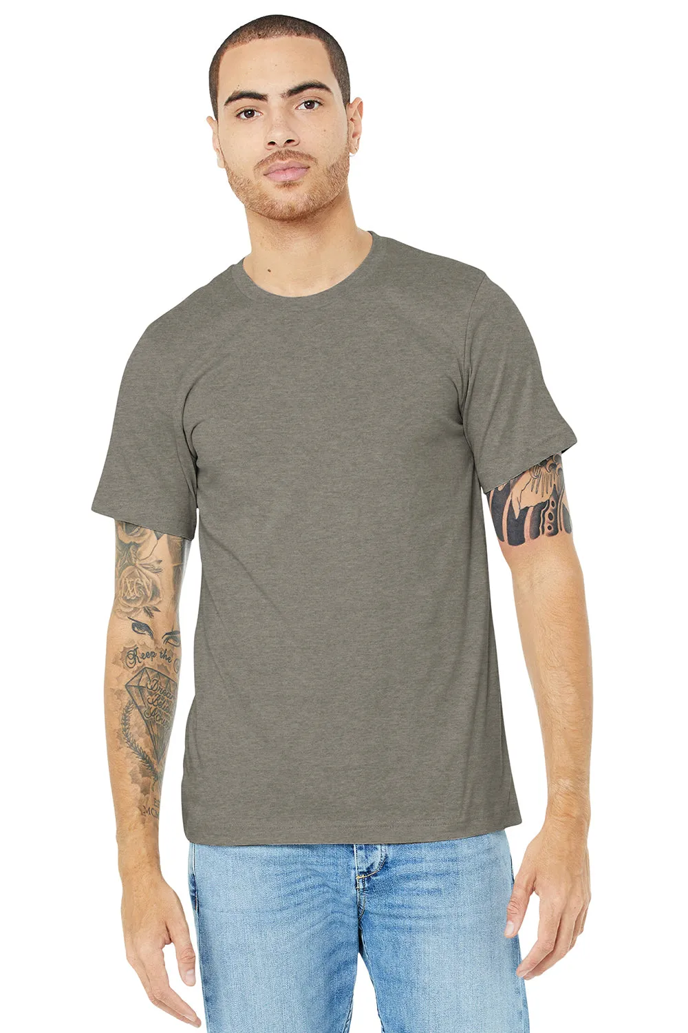 Bella   Canvas Mens Heather CVC Short Sleeve Crewneck T-Shirt - Heather Stone