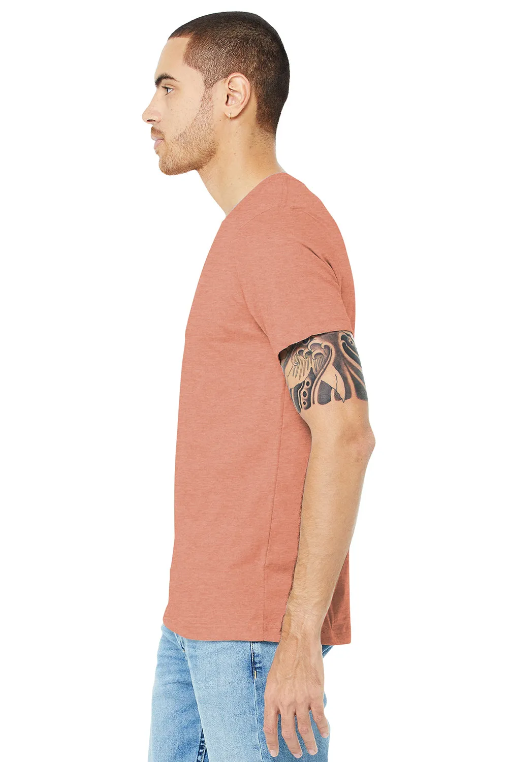 Bella   Canvas Mens Heather CVC Short Sleeve Crewneck T-Shirt - Heather Sunset Orange
