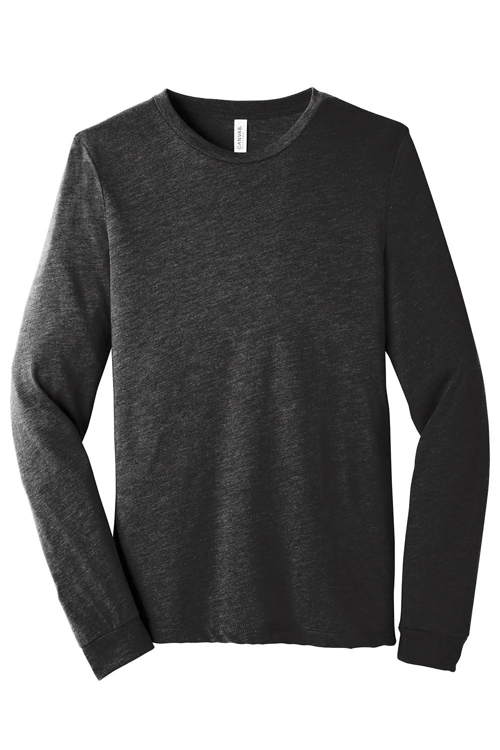 Bella   Canvas Mens Jersey Long Sleeve Crewneck T-Shirt - Charcoal Black Triblend