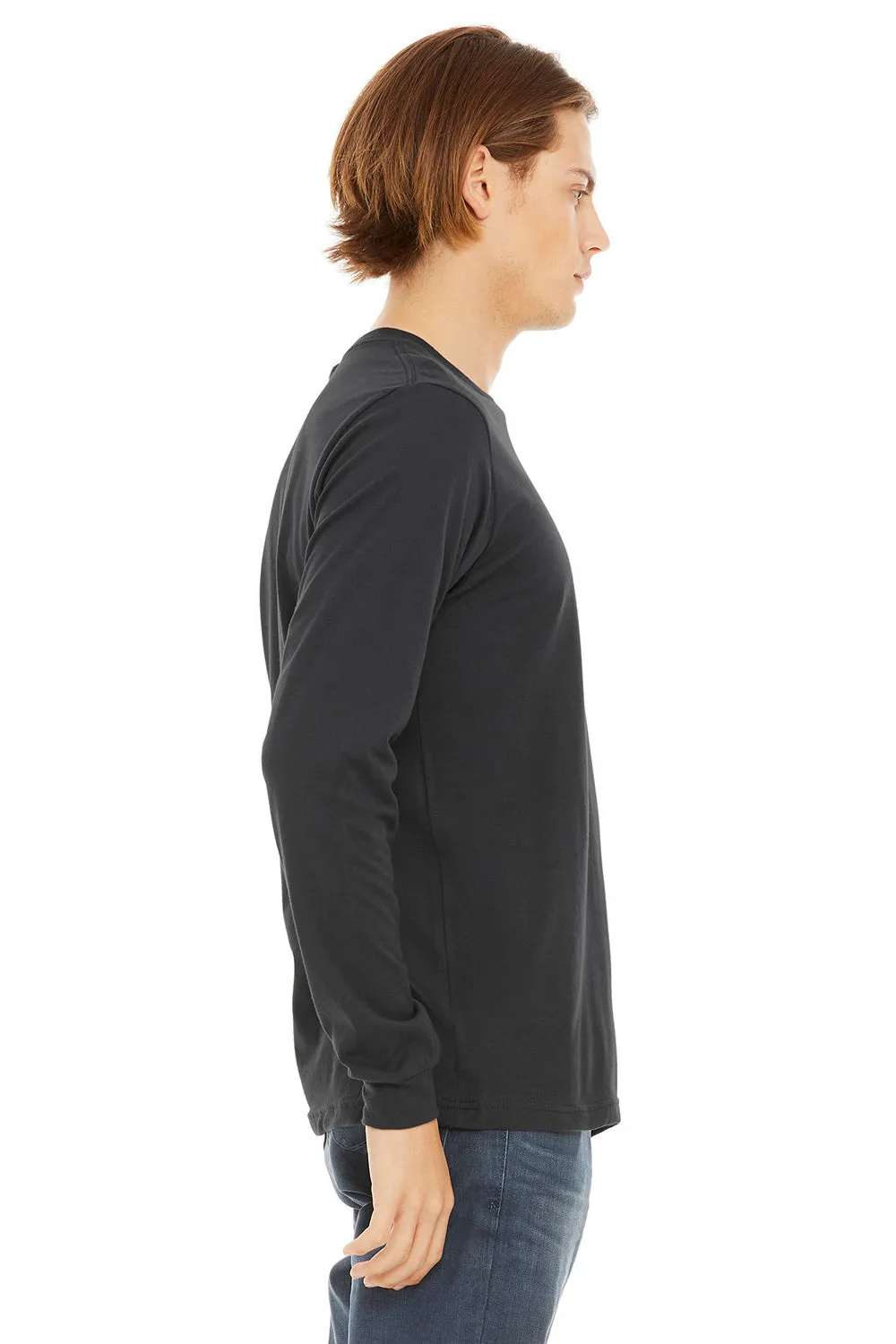 Bella   Canvas Mens Jersey Long Sleeve Crewneck T-Shirt - Dark Grey