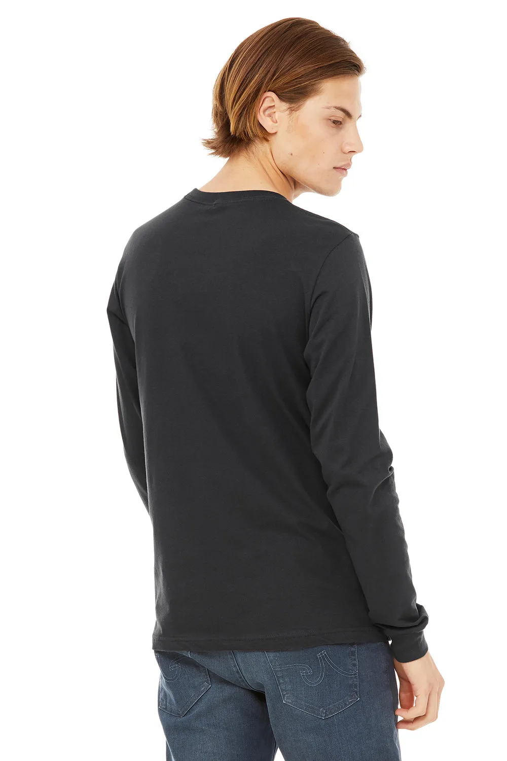 Bella   Canvas Mens Jersey Long Sleeve Crewneck T-Shirt - Dark Grey