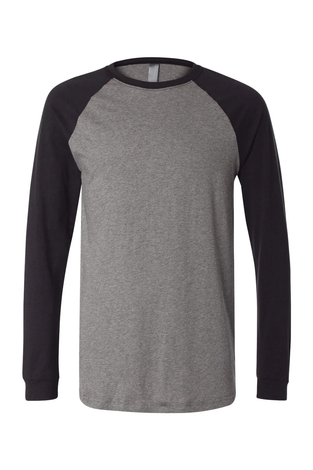 Bella   Canvas Mens Jersey Long Sleeve Crewneck T-Shirt - Heather Deep Grey/Black - Closeout