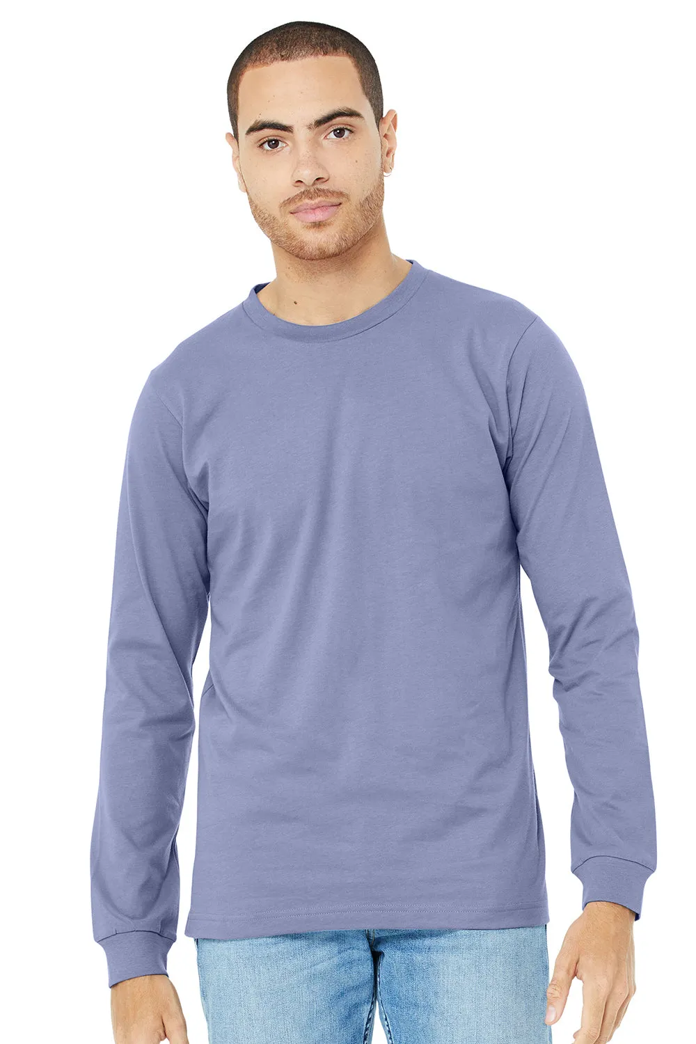 Bella   Canvas Mens Jersey Long Sleeve Crewneck T-Shirt - Lavender Blue