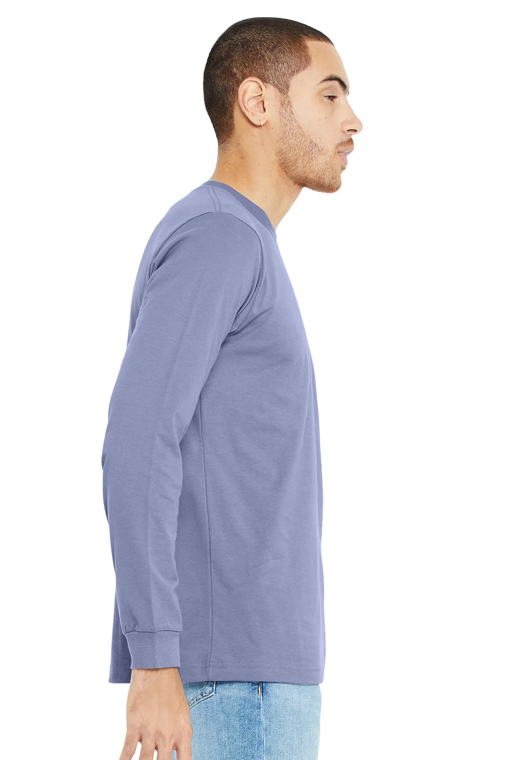Bella   Canvas Mens Jersey Long Sleeve Crewneck T-Shirt - Lavender Blue