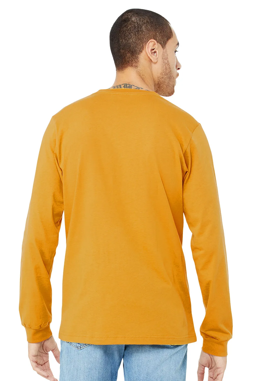 Bella   Canvas Mens Jersey Long Sleeve Crewneck T-Shirt - Mustard Yellow