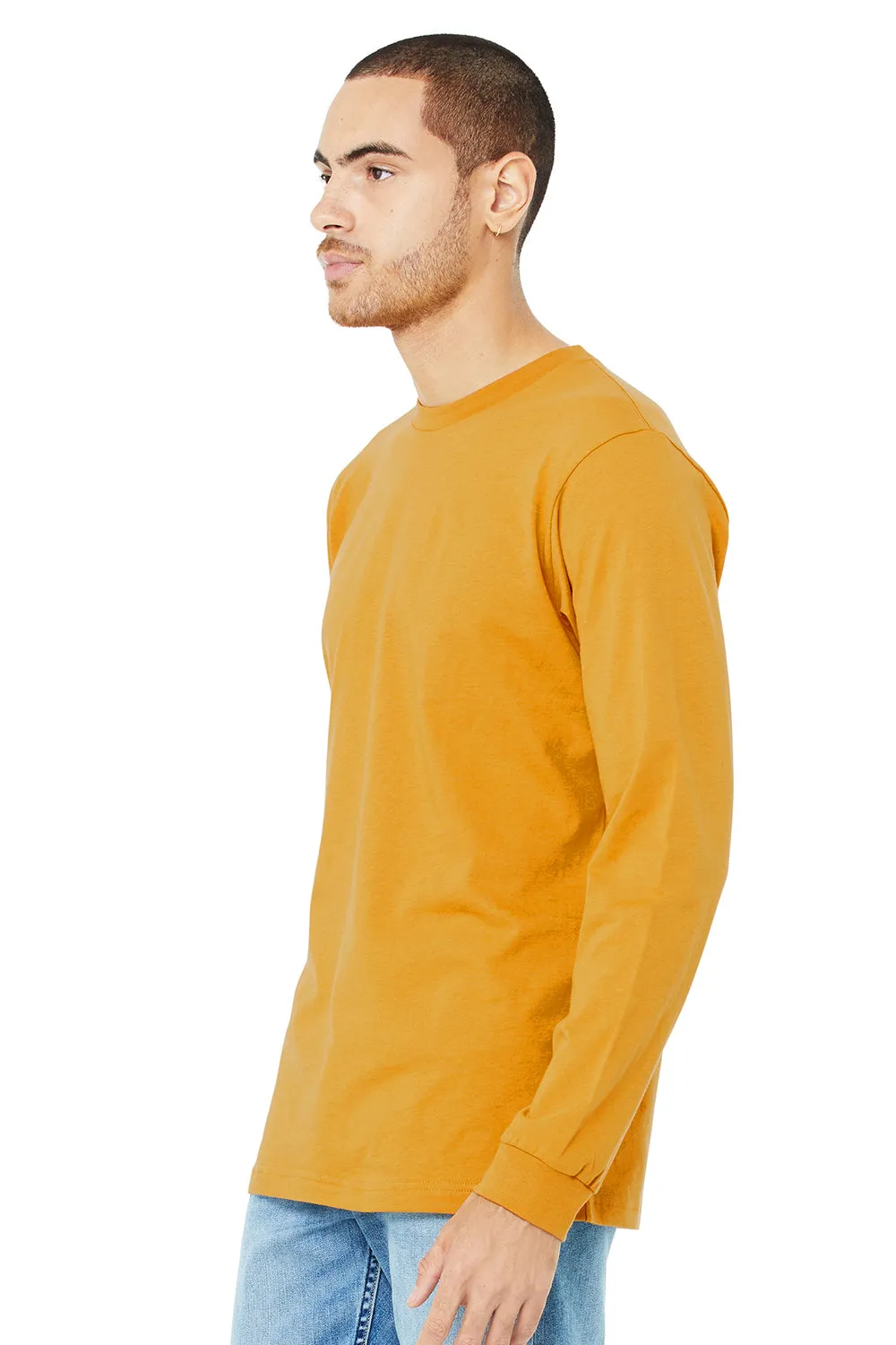Bella   Canvas Mens Jersey Long Sleeve Crewneck T-Shirt - Mustard Yellow