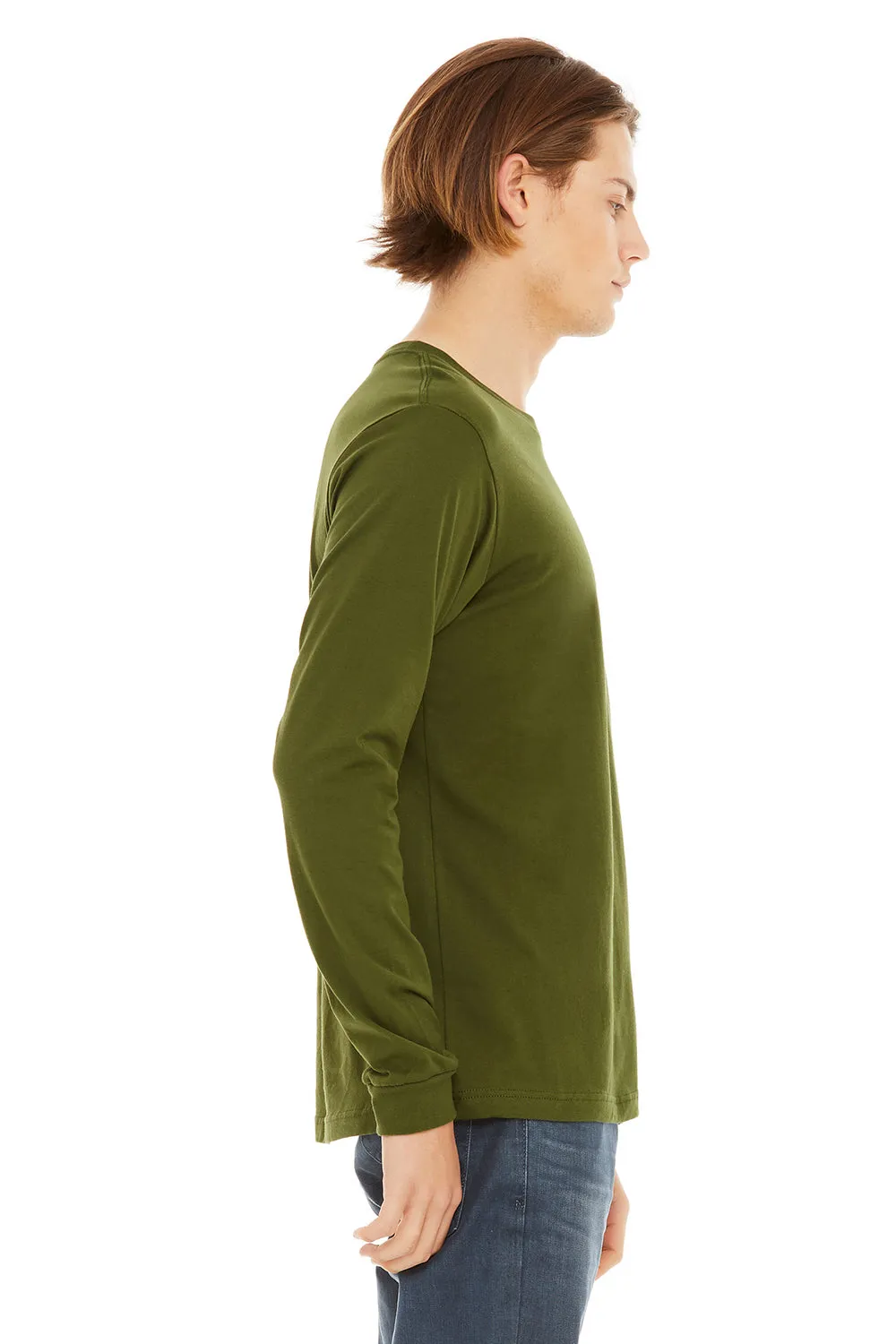 Bella   Canvas Mens Jersey Long Sleeve Crewneck T-Shirt - Olive Green