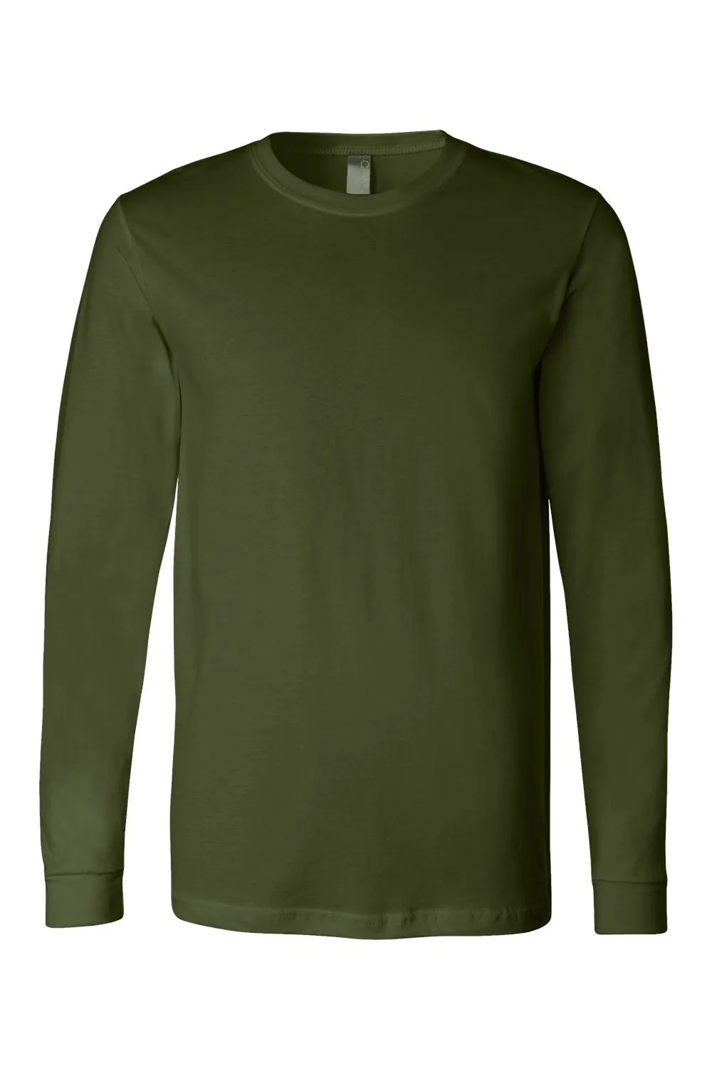Bella   Canvas Mens Jersey Long Sleeve Crewneck T-Shirt - Olive Green
