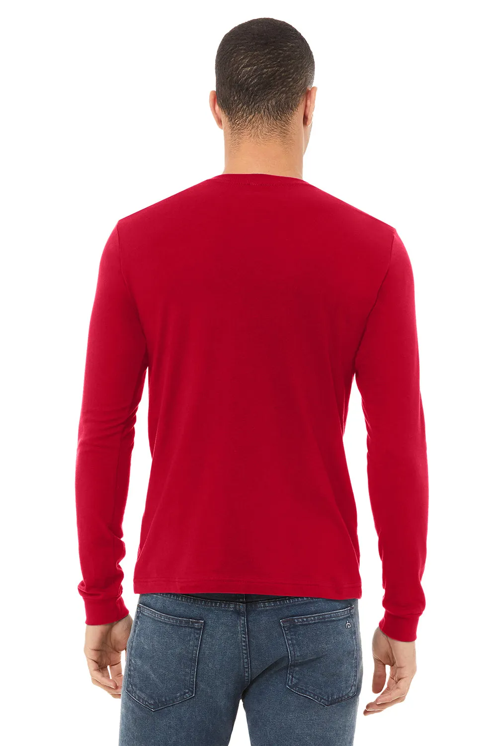 Bella   Canvas Mens Jersey Long Sleeve Crewneck T-Shirt - Red