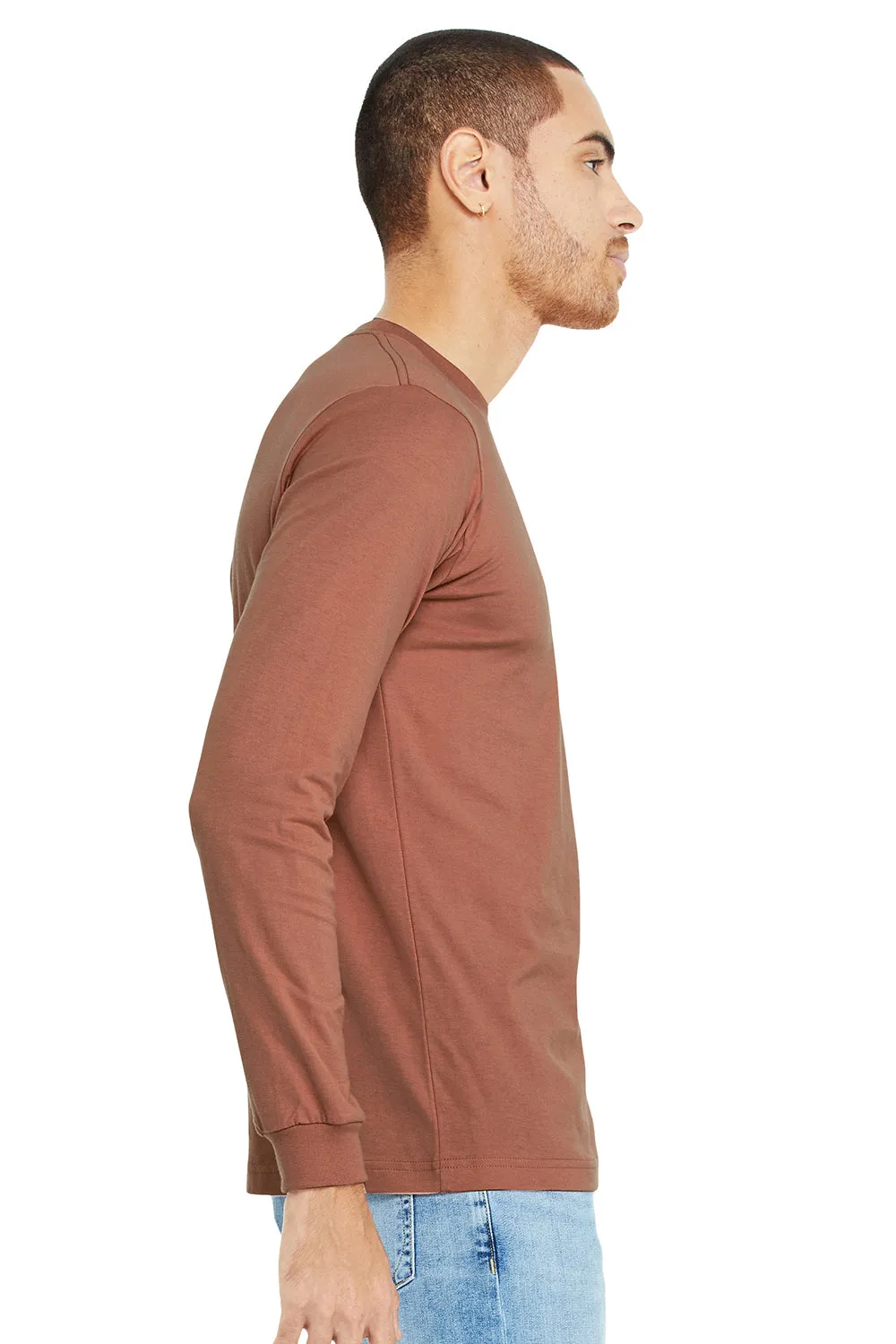 Bella   Canvas Mens Jersey Long Sleeve Crewneck T-Shirt - Terracotta