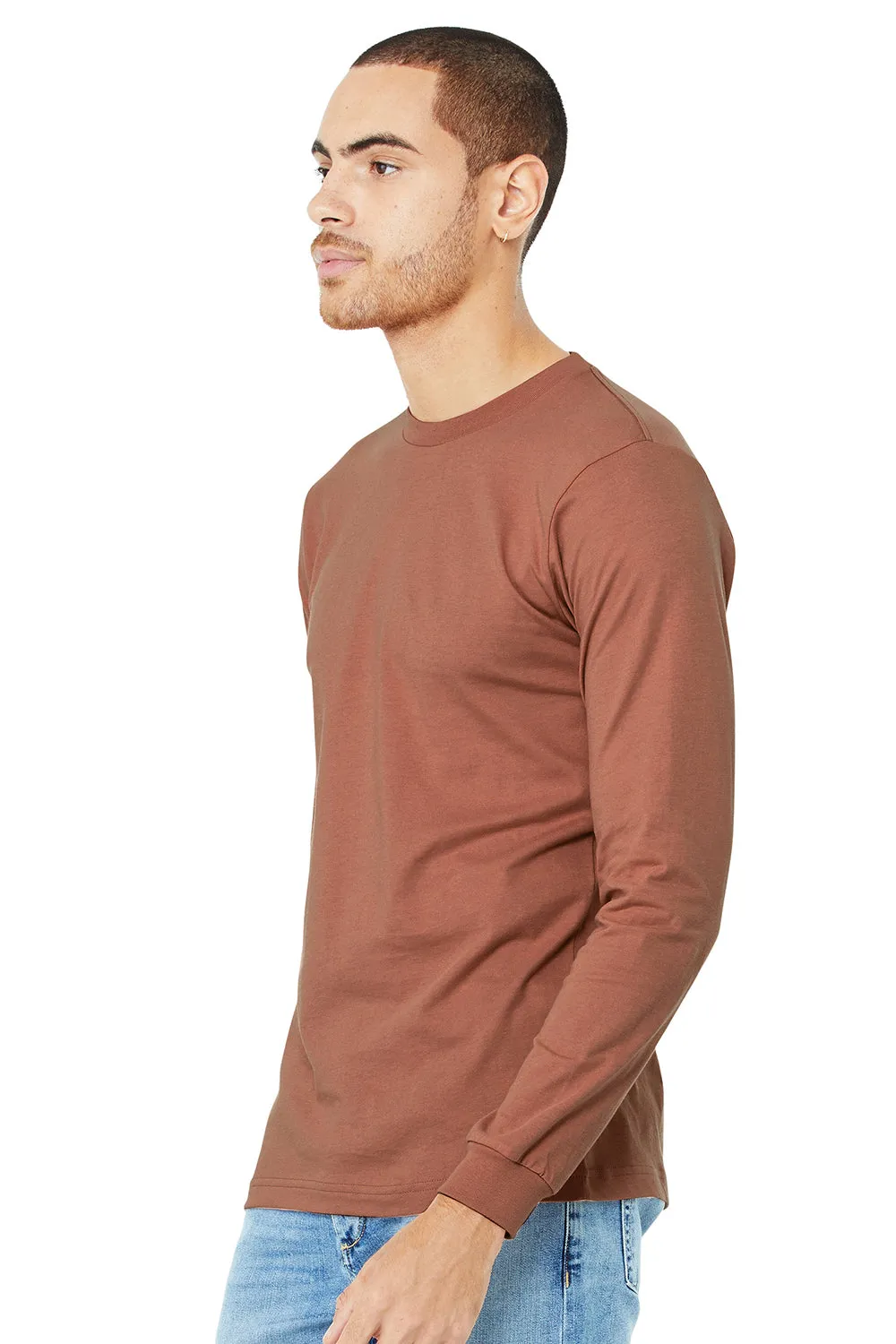 Bella   Canvas Mens Jersey Long Sleeve Crewneck T-Shirt - Terracotta