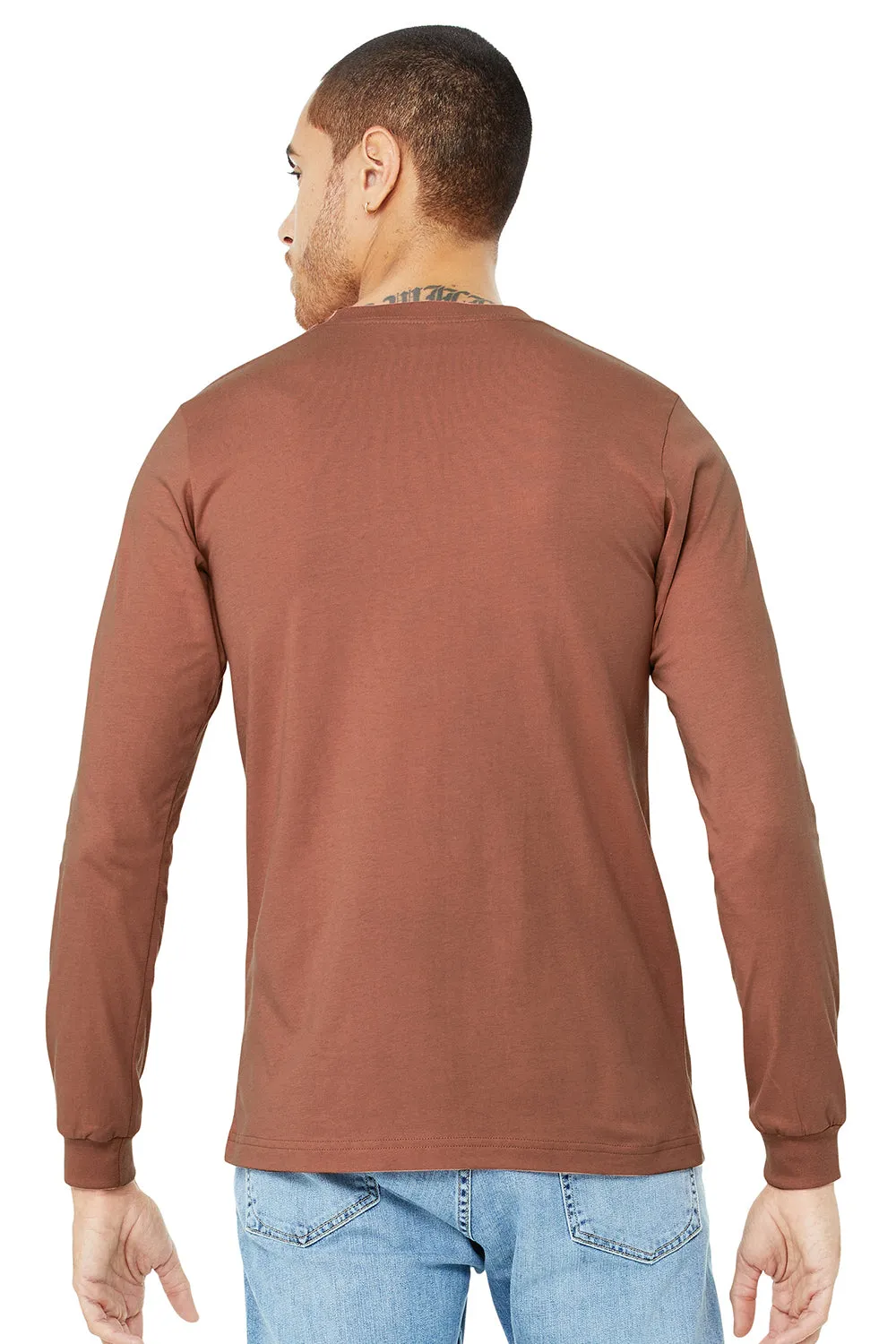 Bella   Canvas Mens Jersey Long Sleeve Crewneck T-Shirt - Terracotta