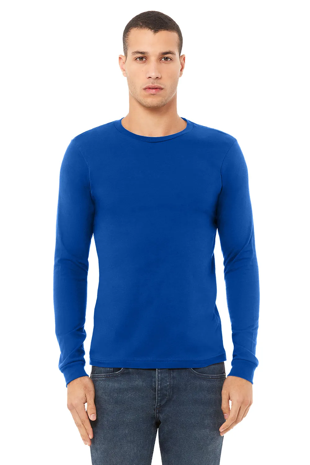 Bella   Canvas Mens Jersey Long Sleeve Crewneck T-Shirt - True Royal Blue