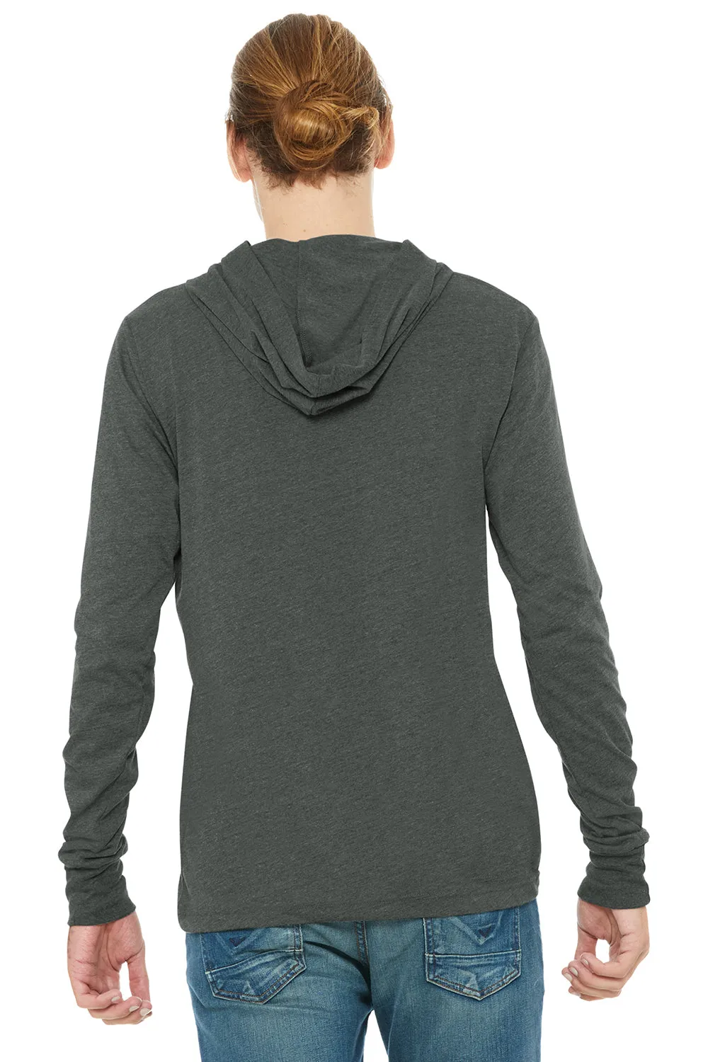 Bella   Canvas Mens Jersey Long Sleeve Hooded T-Shirt Hoodie - Heather Deep Grey