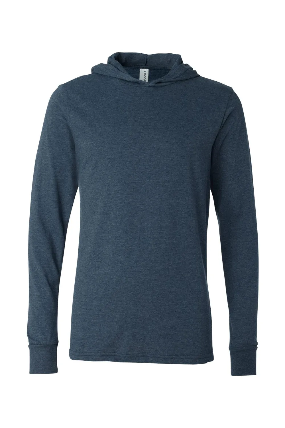 Bella   Canvas Mens Jersey Long Sleeve Hooded T-Shirt Hoodie - Heather Navy Blue