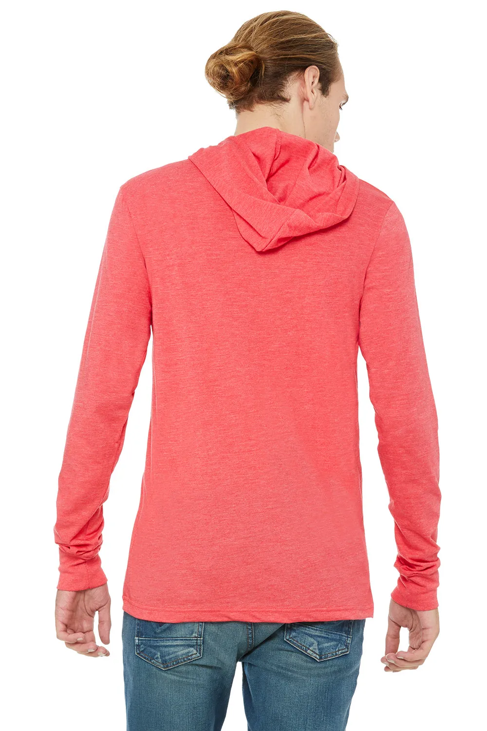 Bella   Canvas Mens Jersey Long Sleeve Hooded T-Shirt Hoodie - Heather Red