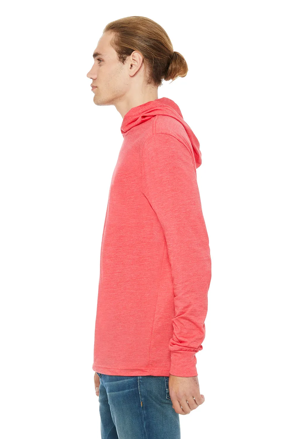 Bella   Canvas Mens Jersey Long Sleeve Hooded T-Shirt Hoodie - Heather Red
