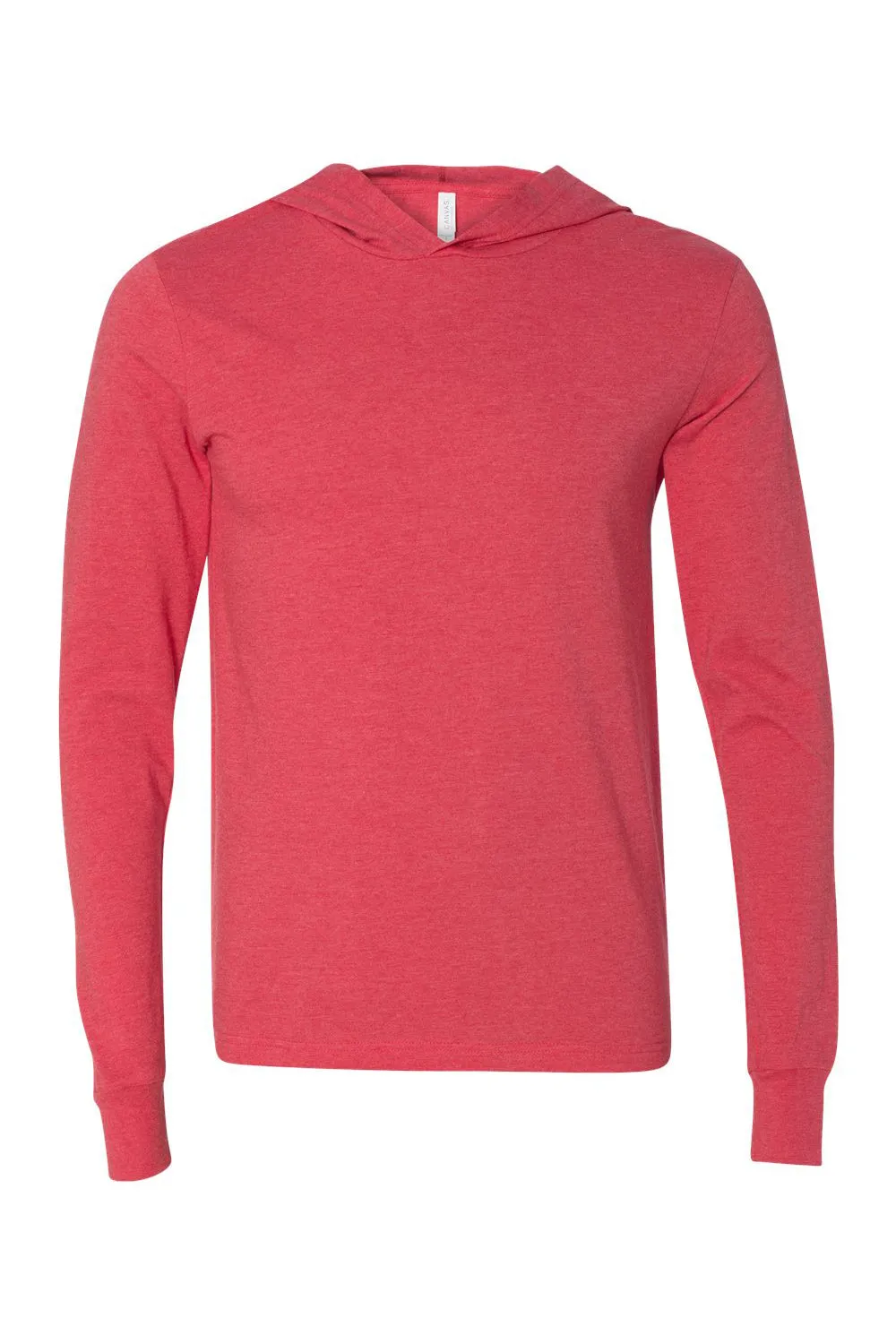 Bella   Canvas Mens Jersey Long Sleeve Hooded T-Shirt Hoodie - Heather Red