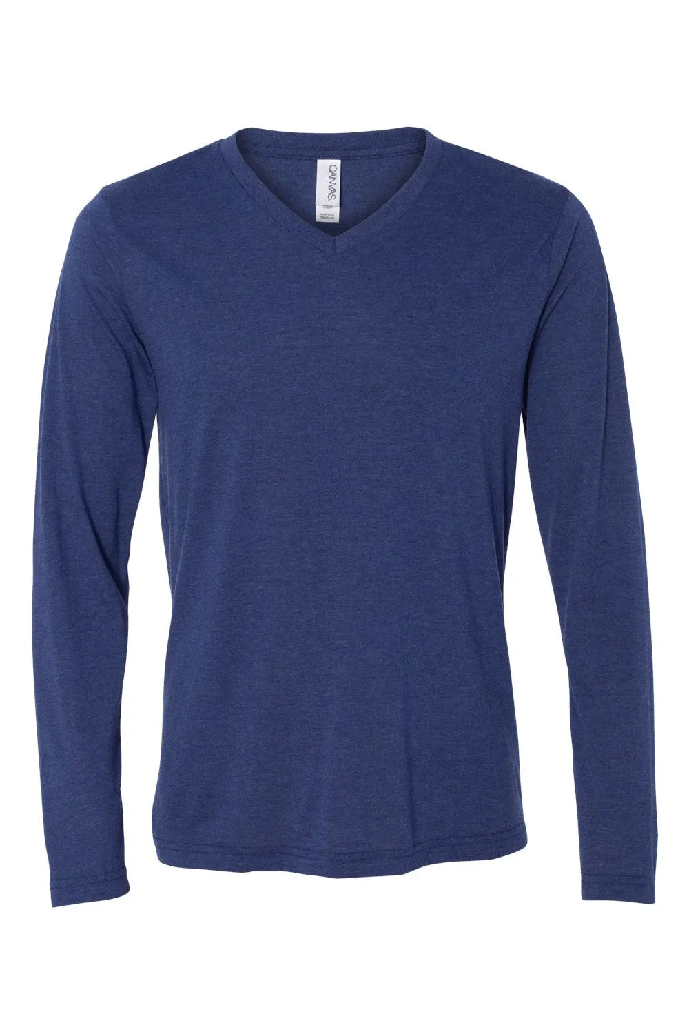 Bella   Canvas Mens Jersey Long Sleeve V-Neck T-Shirt - Navy Blue - Closeout
