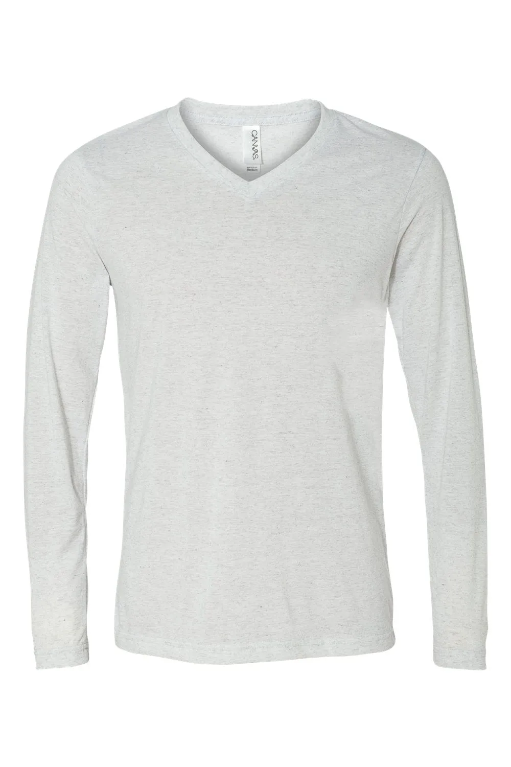Bella   Canvas Mens Jersey Long Sleeve V-Neck T-Shirt - White Fleck - Closeout