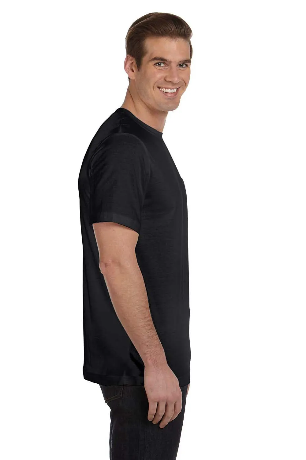 Bella   Canvas Mens Jersey Short Sleeve Crewneck T-Shirt w/ Pocket - Black