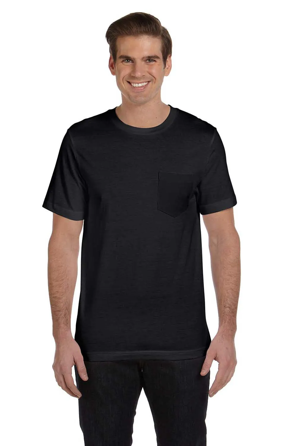Bella   Canvas Mens Jersey Short Sleeve Crewneck T-Shirt w/ Pocket - Black