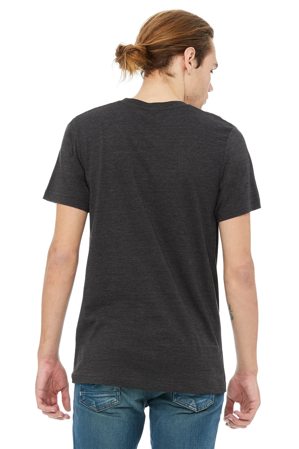 Bella   Canvas Mens Jersey Short Sleeve Crewneck T-Shirt w/ Pocket - Heather Dark Grey