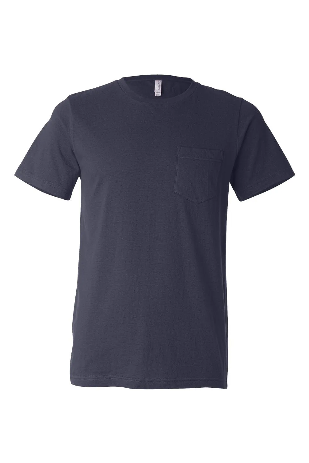 Bella   Canvas Mens Jersey Short Sleeve Crewneck T-Shirt w/ Pocket - Navy Blue